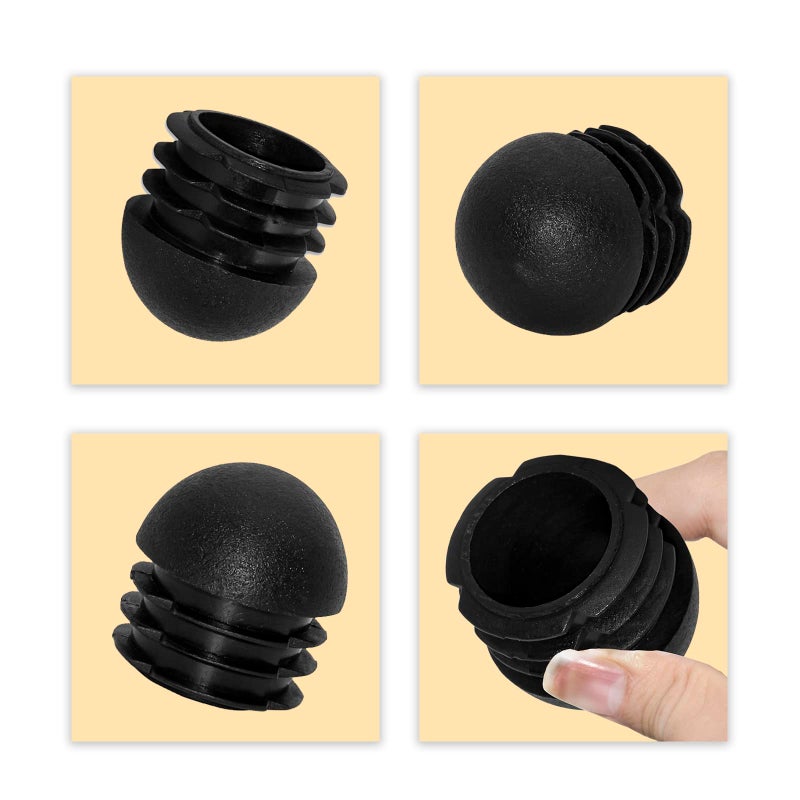 Flyshop 16-Pack 1-1/8", 28 mm Outside Diameter Black Plastic End Caps Round Tube Inserts Furniture Glides for Tables and Chairs - Image 4